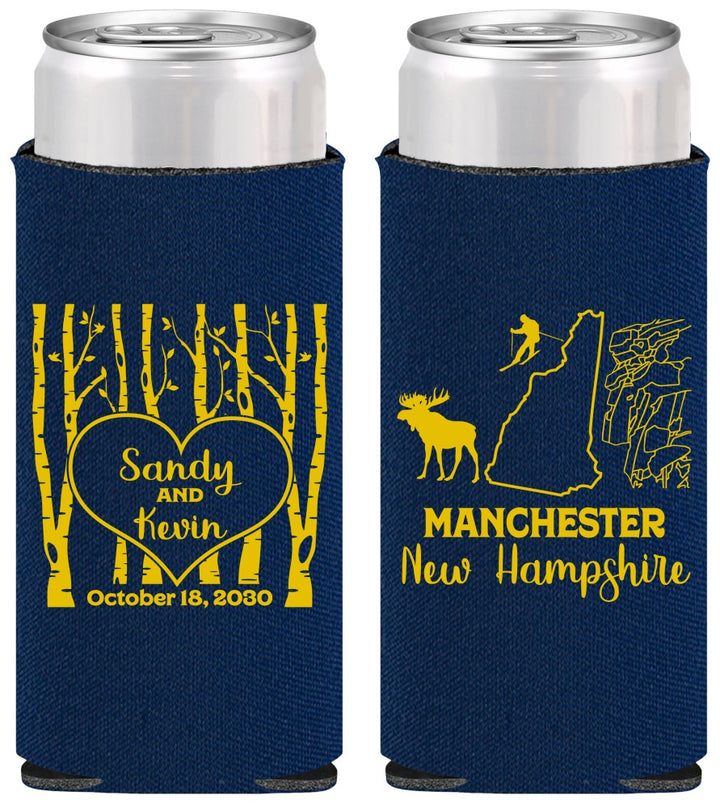 Personalized Wedding Slim Can Coolers - New Hampshire | 178