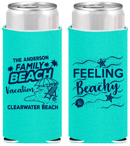 Personalized Family Vacation Slim Can Coolers - Feeling Beachy | 180002
