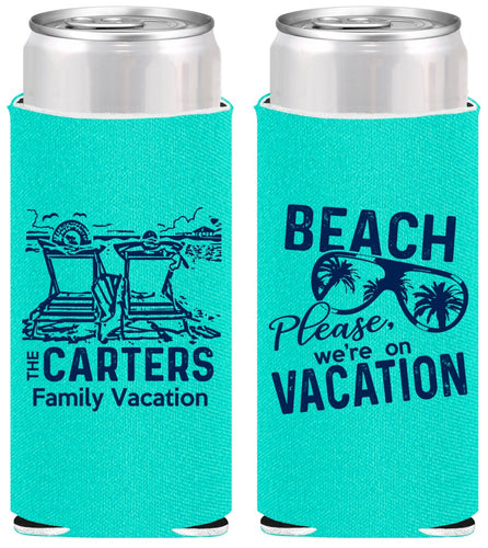 Personalized Family Vacation Slim Can Coolers - Relax We Are On Vacation | 180006