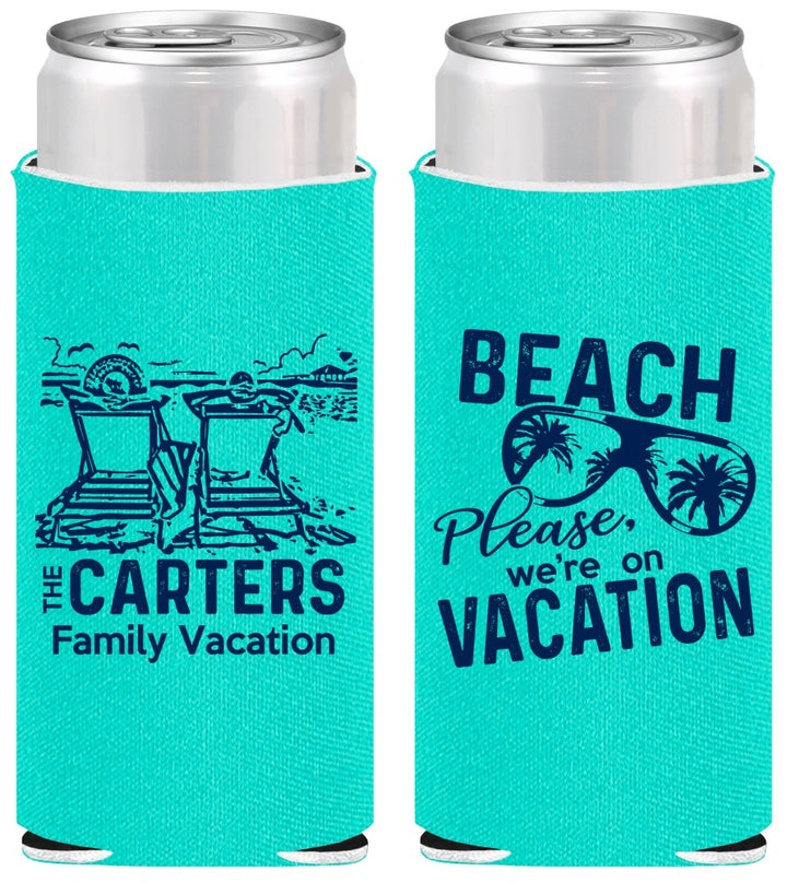 Personalized Family Vacation Slim Can Coolers - Relax We Are On Vacation | 180006