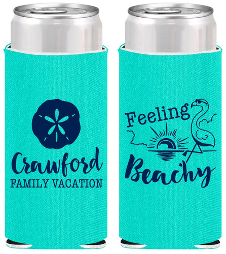 Personalized Family Vacation Slim Can Coolers - Feeling Beachy | 180009