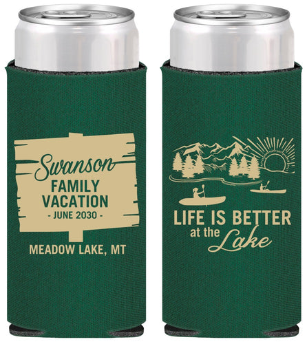 Personalized Family Vacation Slim Can Coolers - Life Is Better At The Lake | 180010