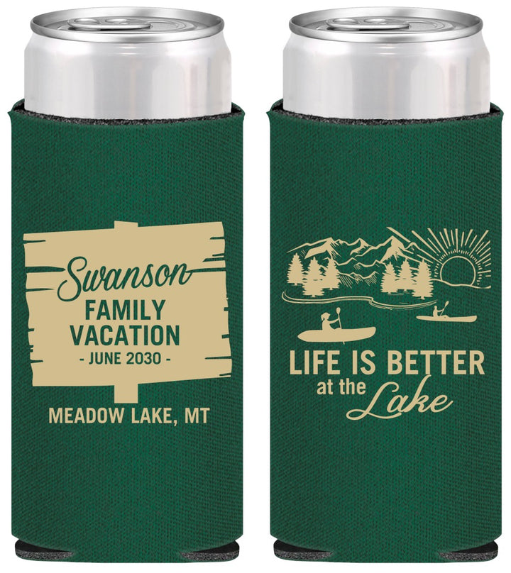 Personalized Family Vacation Slim Can Coolers - Life Is Better At The Lake | 180010