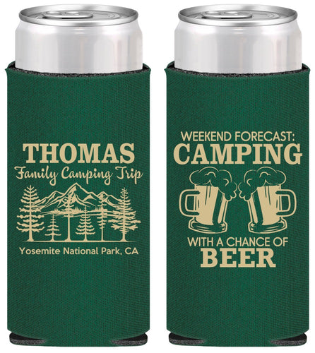 Personalized Family Vacation Slim Can Coolers - Camping Park | 180013