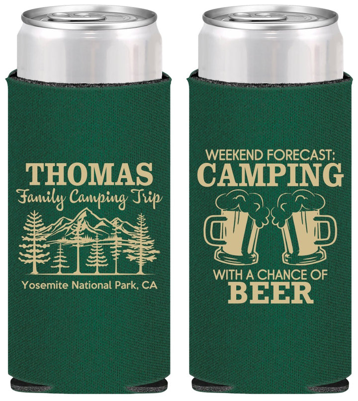 Personalized Family Vacation Slim Can Coolers - Camping Park | 180013