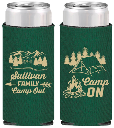 Personalized Family Vacation Slim Can Coolers - Family Camp Out | 180019