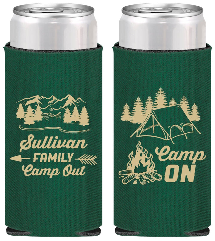 Personalized Family Vacation Slim Can Coolers - Family Camp Out | 180019