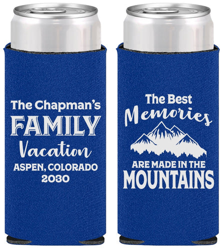 Personalized Family Vacation Slim Can Coolers - Mountains | 180021