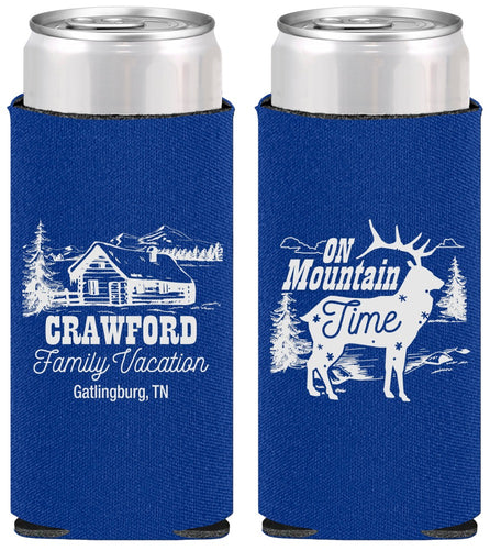 Personalized Family Vacation Slim Can Coolers - Mountain | 180027