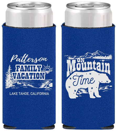 Personalized Family Vacation Slim Can Coolers - Mountain | 180028