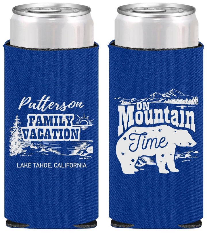 Personalized Family Vacation Slim Can Coolers - Mountain | 180028
