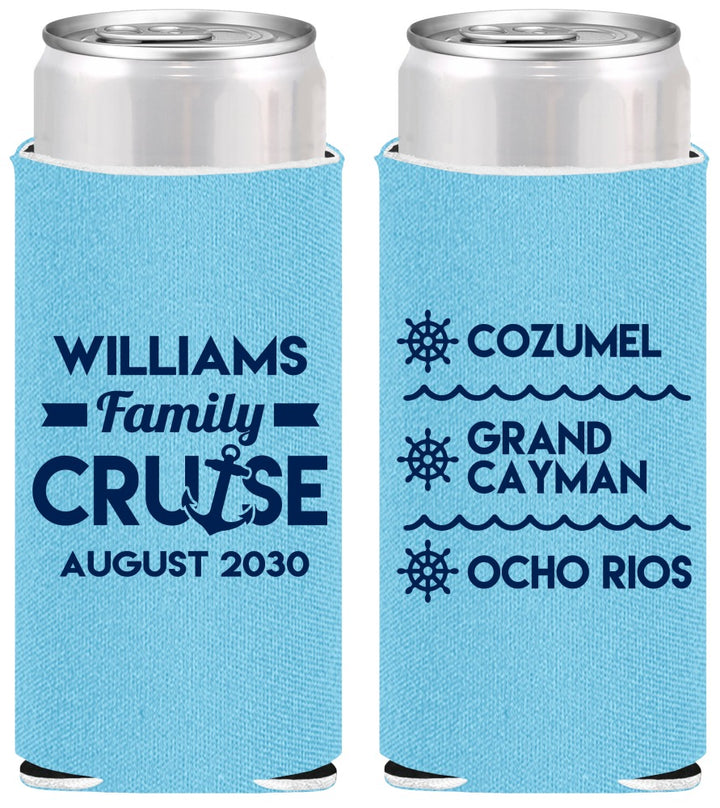 Personalized Family Vacation Slim Can Coolers - Nautical Cruise | 180034