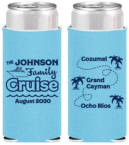 Personalized Family Vacation Slim Can Coolers - Cruise Ship | 180035
