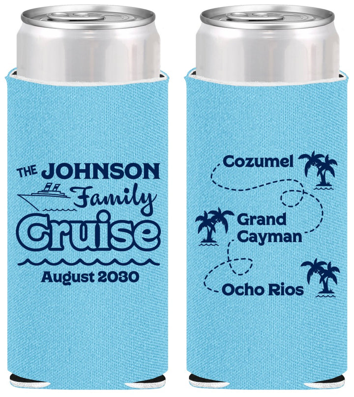 Personalized Family Vacation Slim Can Coolers - Cruise Ship | 180035