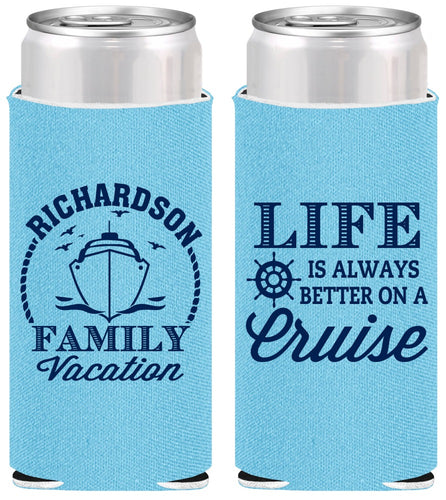 Personalized Family Vacation Slim Can Coolers - Cruise Ship | 180036
