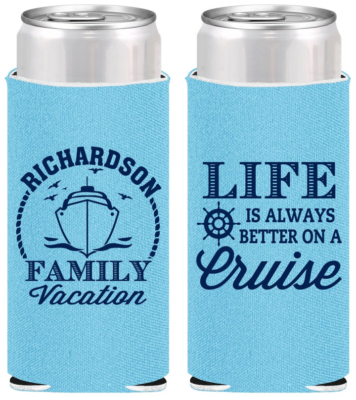 Personalized Family Vacation Slim Can Coolers - Cruise Ship | 180036