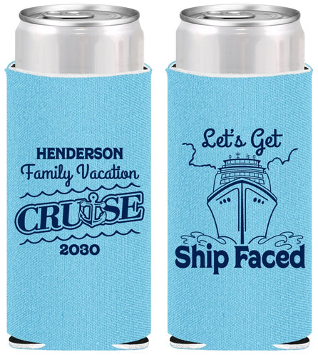Personalized Family Vacation Slim Can Coolers - Cruise | 180038