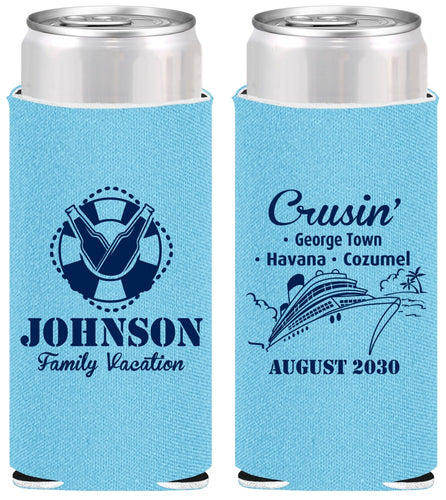 Personalized Family Vacation Slim Can Coolers - Cruisin Ship | 180039