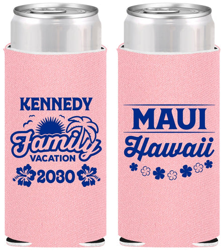 Personalized Family Vacation Slim Can Coolers - Hawaii | 180040