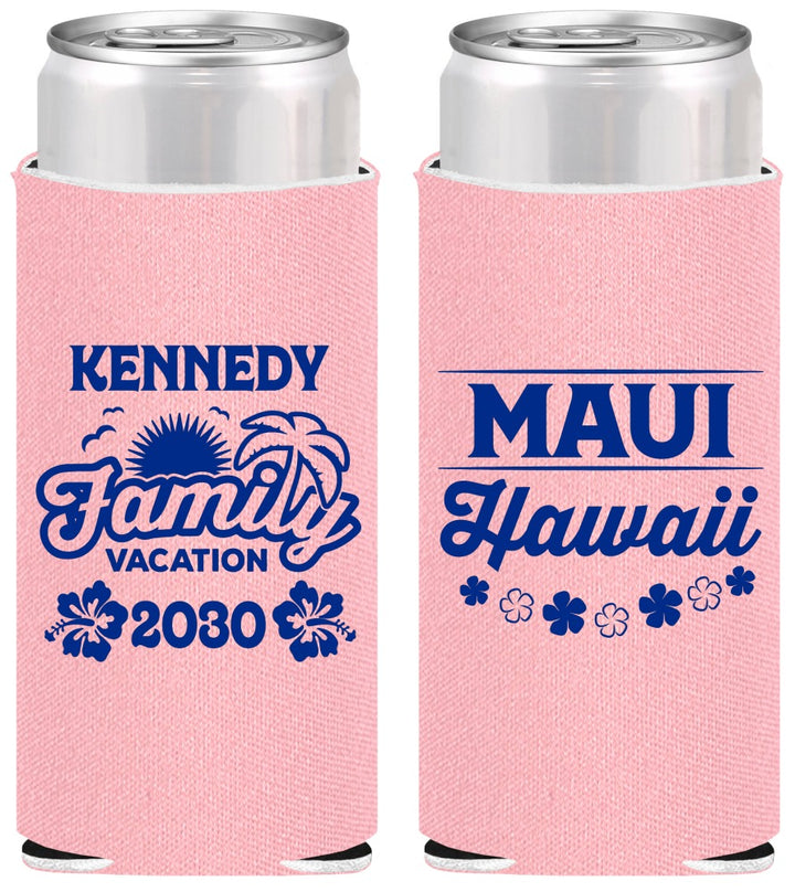 Personalized Family Vacation Slim Can Coolers - Hawaii | 180040