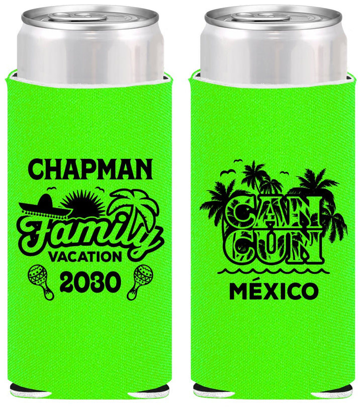 Personalized Family Vacation Slim Can Coolers - Cancun | 180042