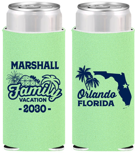 Personalized Family Vacation Slim Can Coolers - Orlando | 180043