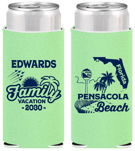 Personalized Family Vacation Slim Can Coolers - Florida | 180044