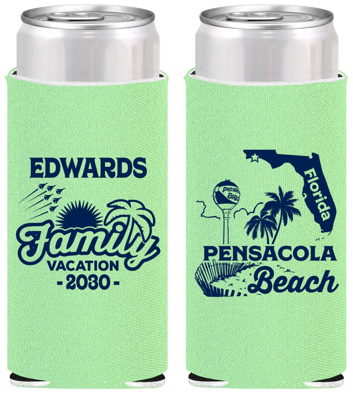 Personalized Family Vacation Slim Can Coolers - Florida | 180044