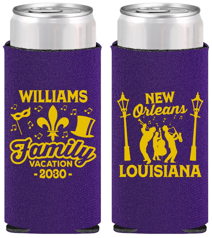 Personalized Family Vacation Slim Can Coolers - New Orleans | 180047