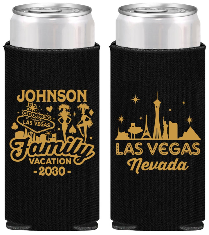 Personalized Family Vacation Slim Can Coolers - Las Vegas | 180048