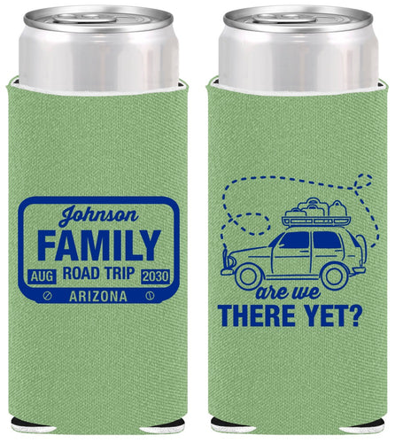 Personalized Family Vacation Slim Can Coolers - Road Trip Car | 180050