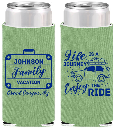Personalized Family Vacation Slim Can Coolers - Road Trip Car | 180051