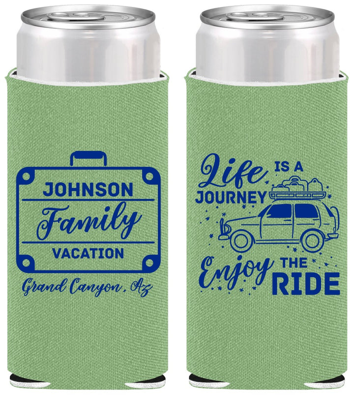 Personalized Family Vacation Slim Can Coolers - Road Trip Car | 180051