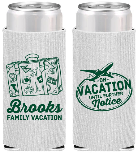 Personalized Family Vacation Slim Can Coolers - Road Trip Plane | 180052