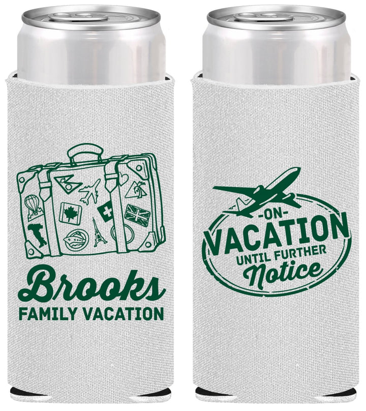 Personalized Family Vacation Slim Can Coolers - Road Trip Plane | 180052