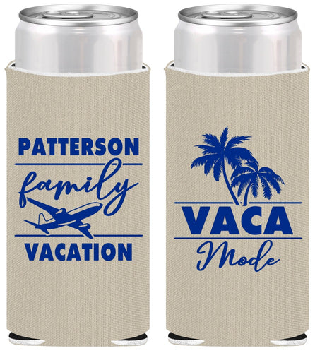 Personalized Family Vacation Slim Can Coolers - Vaca Mode Trip | 180054