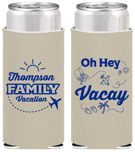 Personalized Family Vacation Slim Can Coolers - Beach | 180056