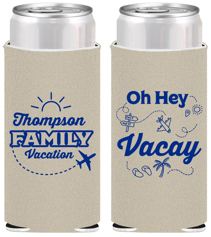 Personalized Family Vacation Slim Can Coolers - Beach | 180056