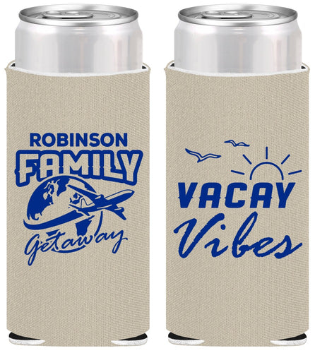 Personalized Family Vacation Slim Can Coolers - Vacay Vibes | 180057