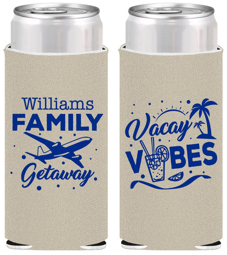 Personalized Family Vacation Slim Can Coolers - Life Is Good At The Beach | 180058