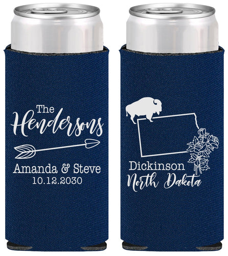 Personalized Wedding Slim Can Coolers - North Dakota | 183