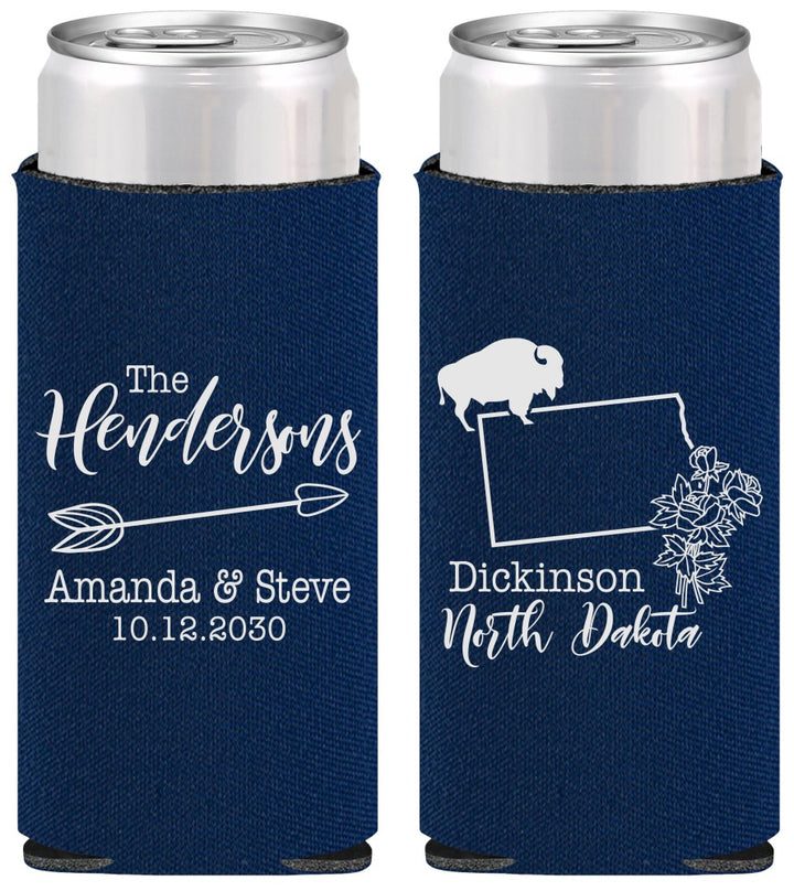Personalized Wedding Slim Can Coolers - North Dakota | 183