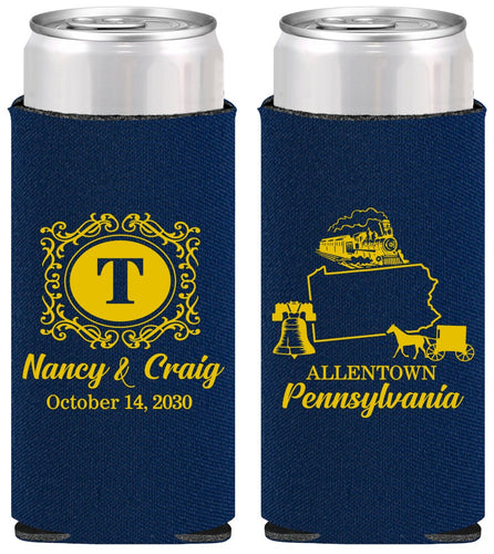 Personalized Wedding Slim Can Coolers - Pennsylvania | 187
