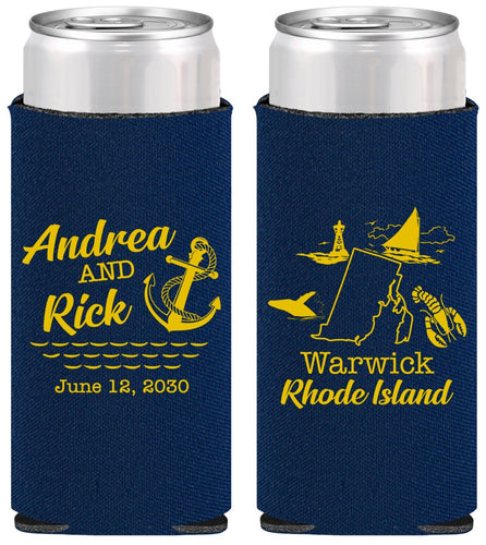 Personalized Wedding Slim Can Coolers - Rhode Island | 188
