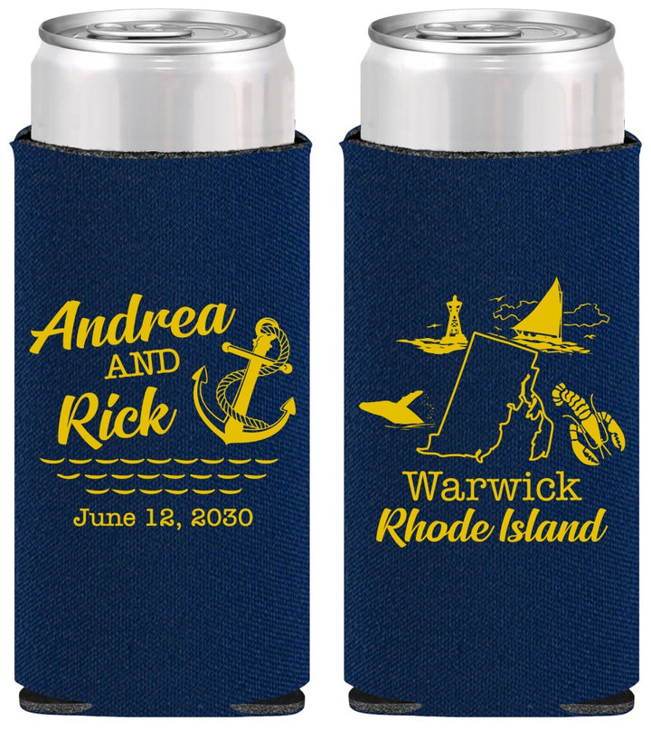Personalized Wedding Slim Can Coolers - Rhode Island | 188