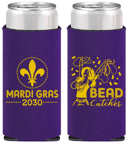 Personalized Mardi Gras Slim Can Coolers - Bead Catcher Nola | 190000