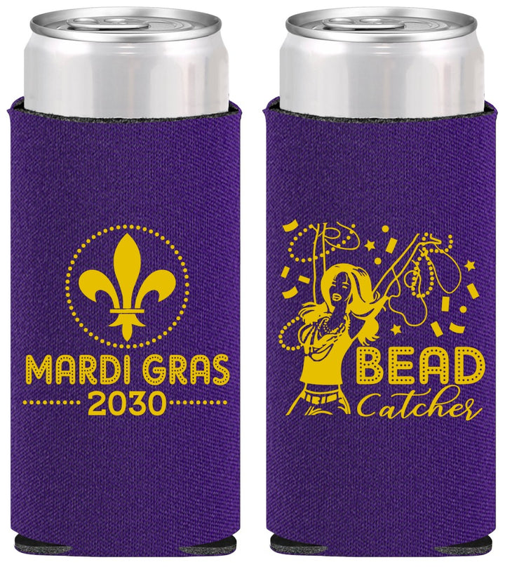 Personalized Mardi Gras Slim Can Coolers - Bead Catcher Nola | 190000