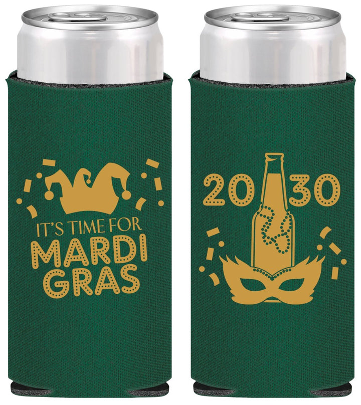 Personalized Mardi Gras Slim Can Coolers - New Orleans | 190003