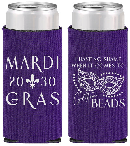 Personalized Mardi Gras Slim Can Coolers - Nola New Orleans | 190006