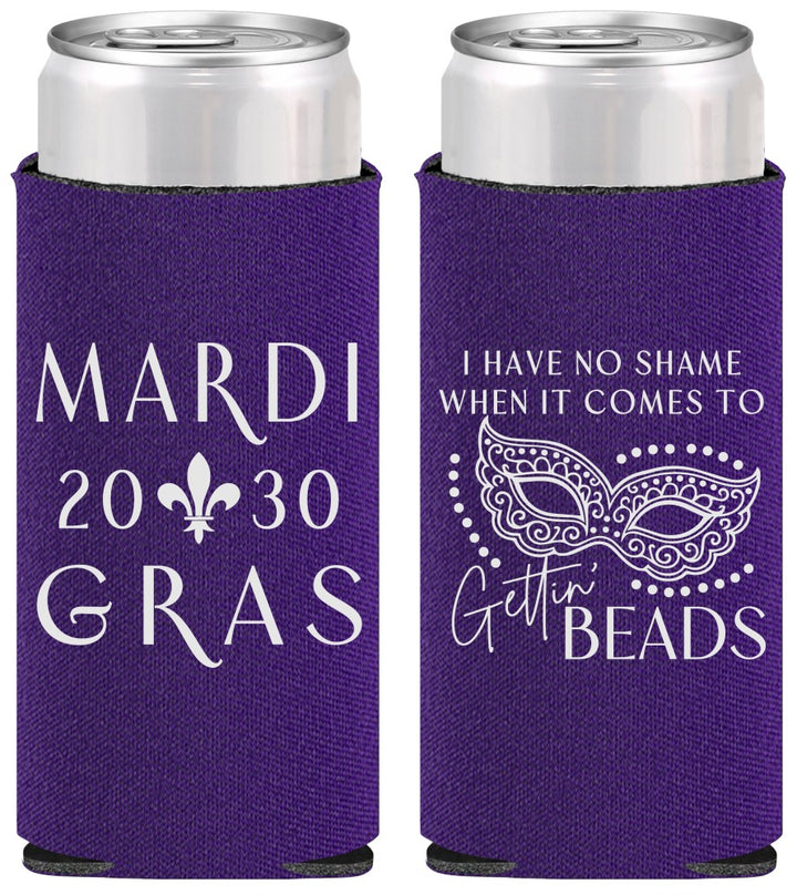 Personalized Mardi Gras Slim Can Coolers - Nola New Orleans | 190006